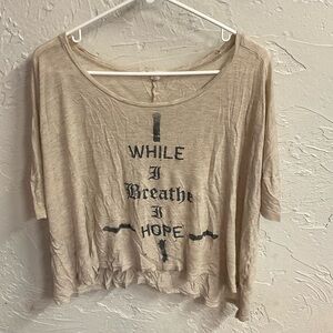 Relaxed Beige Graphic Women’s Top - I While I Breathe I Hope